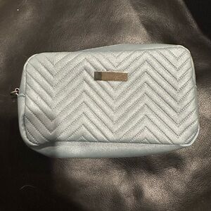 Chic Silver Quilted Cosmetic Bag